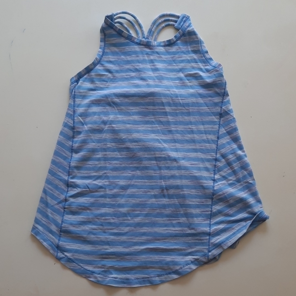 Ivivva 6 blue stripe criss cross athletic tank top
